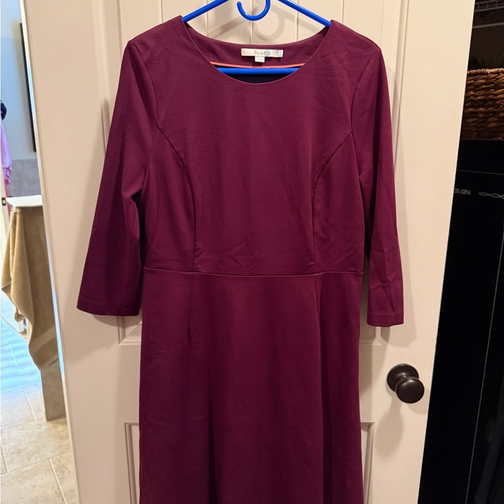 Boden Plum Long Sleeve A-Line Dress